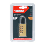 This is an image showing TIMCO Brass Combi Padlock - 28mm - 1 Each Blister Pack available from T.H Wiggans Ironmongery in Kendal, quick delivery at discounted prices.