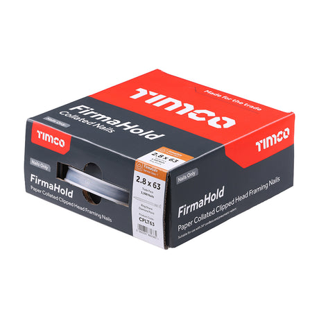 This is an image showing TIMCO FirmaHold Collated Clipped Head Nails - Trade Pack - Ring Shank - FirmaGalv + - 2.8 x 63 - 3300 Pieces Box available from T.H Wiggans Ironmongery in Kendal, quick delivery at discounted prices.