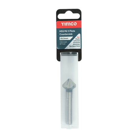 This is an image showing TIMCO 3 Flute Countersink - 20.5mm - 1 Each Tube available from T.H Wiggans Ironmongery in Kendal, quick delivery at discounted prices.