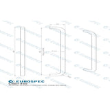 This image is a line drwaing of a Carlisle Brass - 19mm D Pull Handle, 450mm Centres - Satin PVD available to order from Trade Door Handles in Kendal