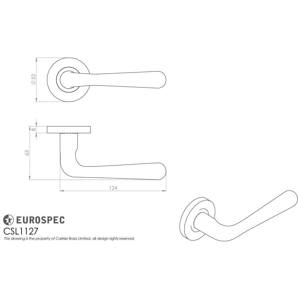 This image is a line drwaing of a Eurospec - Lever on Sprung Rose - Satin Stainless Steel available to order from Trade Door Handles in Kendal