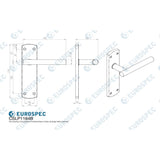 This image is a line drwaing of a Eurospec - Steelworx Residential T Bar Lever on Latch Backplate - Satin Stainles available to order from Trade Door Handles in Kendal