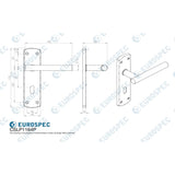 This image is a line drwaing of a Eurospec - Steelworx Residential T Bar Lever on Lock Backplate - Satin Stainless available to order from Trade Door Handles in Kendal