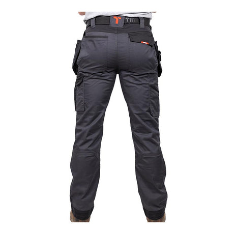 This is an image showing TIMCO Craftsman Trousers - Grey/Black - W30 L32 - 1 Each Bag available from T.H Wiggans Ironmongery in Kendal, quick delivery at discounted prices.