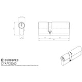 This image is a line drwaing of a Eurospec - Offset Euro Double Cylinder - Satin Chrome available to order from T.H Wiggans Architectural Ironmongery in Kendal