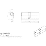 This image is a line drwaing of a Eurospec - Offset Euro Double Cylinder - Satin Chrome available to order from T.H Wiggans Architectural Ironmongery in Kendal