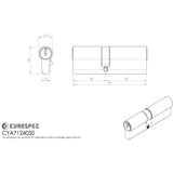 This image is a line drwaing of a Eurospec - Offset Euro Double Cylinder - Satin Chrome available to order from T.H Wiggans Architectural Ironmongery in Kendal