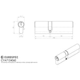 This image is a line drwaing of a Eurospec - Offset Euro Double Cylinder - Satin Chrome available to order from T.H Wiggans Architectural Ironmongery in Kendal