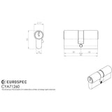 This image is a line drwaing of a Eurospec - Euro Double Cylinder - Satin Chrome available to order from T.H Wiggans Architectural Ironmongery in Kendal