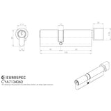 This image is a line drwaing of a Eurospec - Offset Euro Cylinder and Turn - Satin Chrome available to order from T.H Wiggans Architectural Ironmongery in Kendal