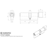 This image is a line drwaing of a Eurospec - Offset Euro Cylinder and Turn - Satin Chrome available to order from T.H Wiggans Architectural Ironmongery in Kendal