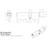 This image is a line drwaing of a Eurospec - Offset Euro Cylinder and Turn - Satin Chrome available to order from T.H Wiggans Architectural Ironmongery in Kendal