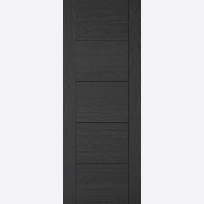 This is an image showing LPD - Vancouver 5P Pre-Finished Charcoal Black Doors 610 x 1981 FD 30 available from T.H Wiggans Ironmongery in Kendal, quick delivery at discounted prices.