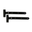 This is an image of Spira Brass - Hook and Band Hinge - Cranked 24" - 600mm Black  available to order from T.H Wiggans Architectural Ironmongery in Kendal, quick delivery and discounted prices.