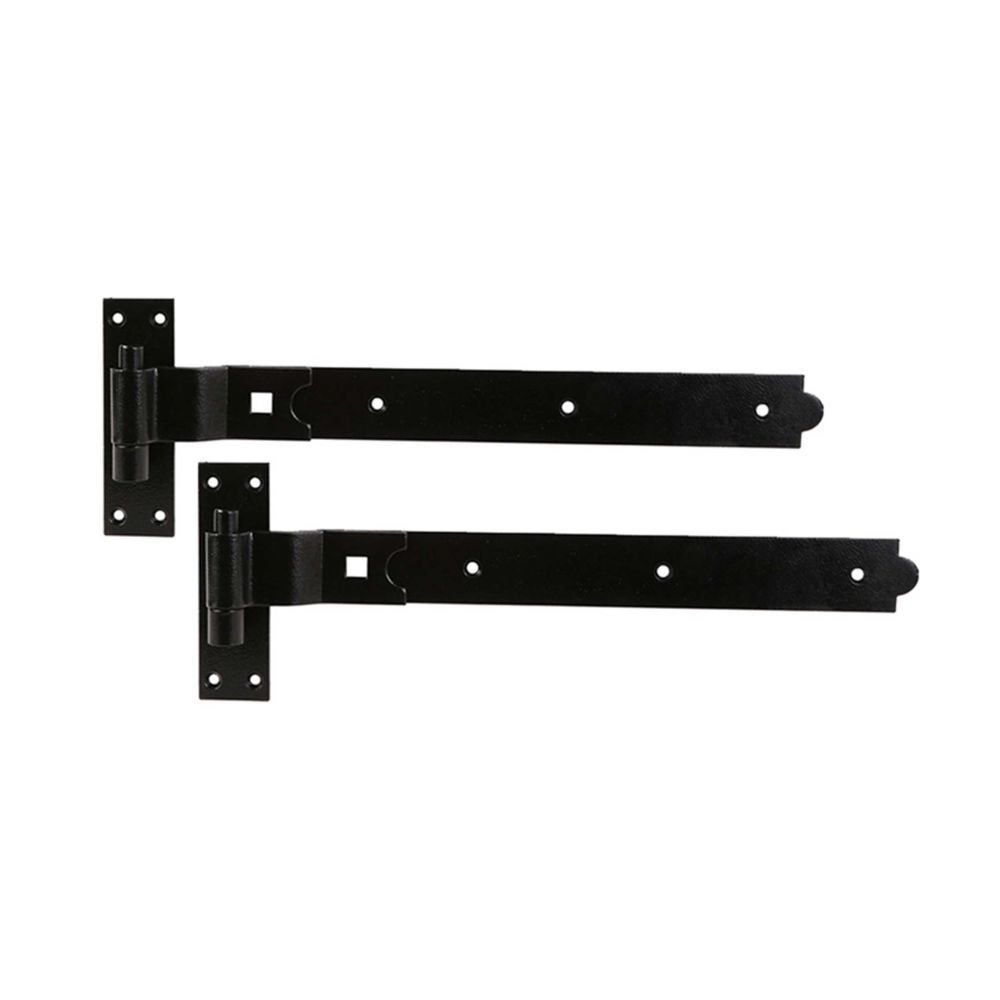 This is an image of Spira Brass - Hook and Band Hinge - Cranked 24" - 600mm Black  available to order from T.H Wiggans Architectural Ironmongery in Kendal, quick delivery and discounted prices.