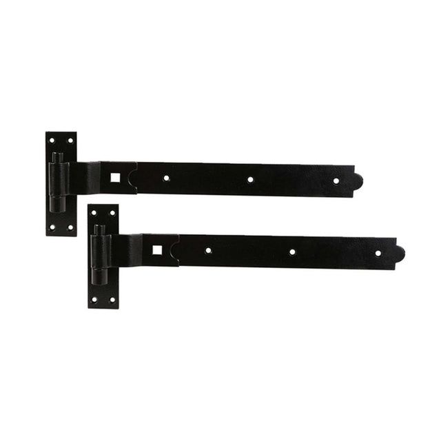 This is an image of Spira Brass - Hook and Band Hinge - Cranked 24" - 600mm Black  available to order from T.H Wiggans Architectural Ironmongery in Kendal, quick delivery and discounted prices.