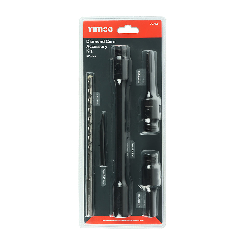 This is an image showing TIMCO Dry Diamond Core Accessory Kit - 5pcs - 5 Pieces Blister Pack available from T.H Wiggans Ironmongery in Kendal, quick delivery at discounted prices.