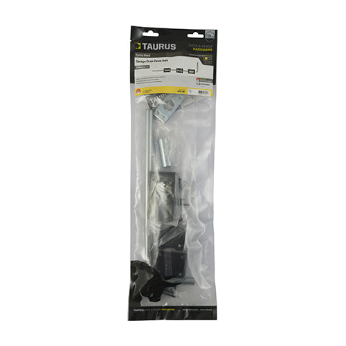 This is an image showing TIMCO Garage Drop Down Bolt - Black - 12" - 1 Each TIMbag available from T.H Wiggans Ironmongery in Kendal, quick delivery at discounted prices.