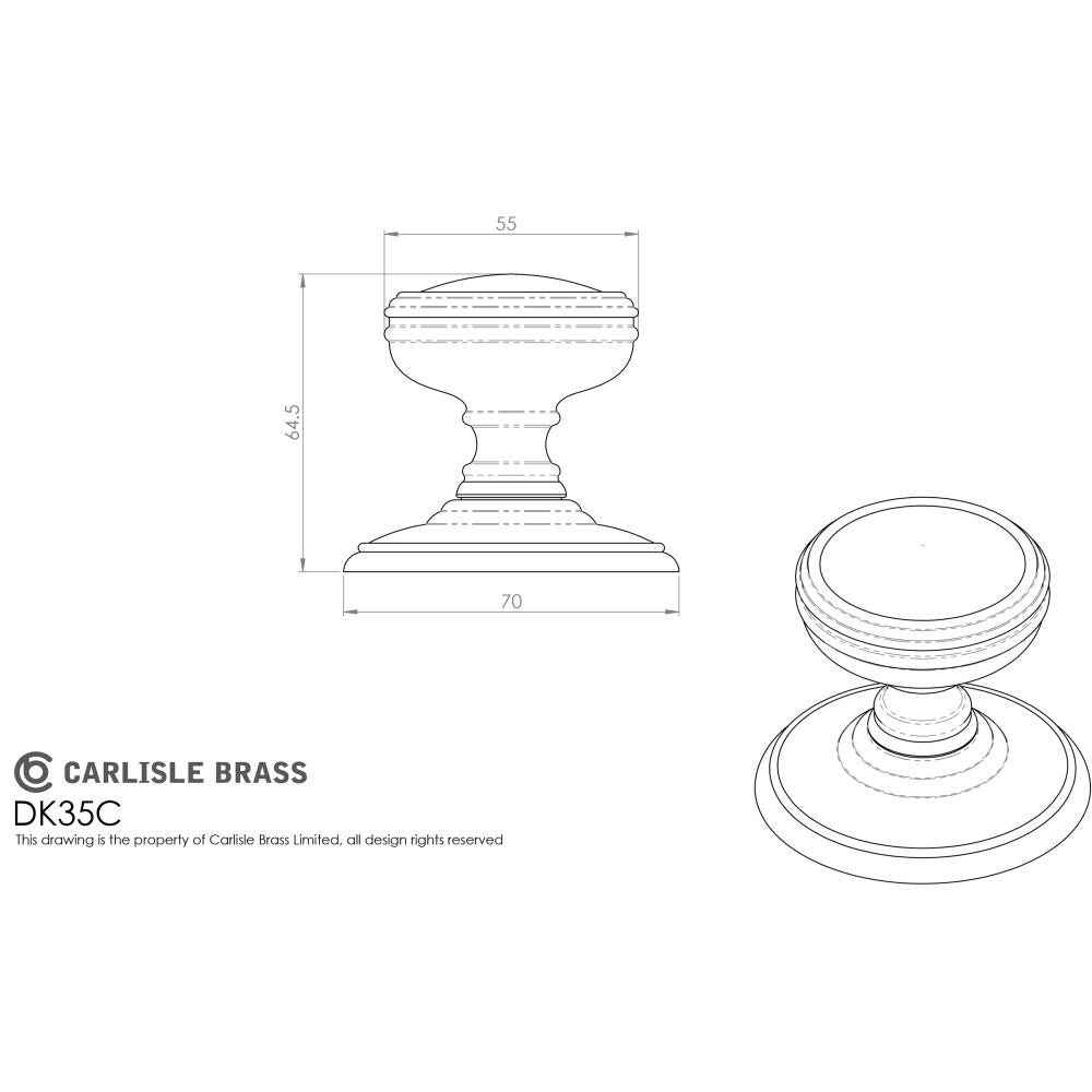 This image is a line drwaing of a Carlisle Brass - Delamain Plain Mortice Knobs - Satin Nickel available to order from Trade Door Handles in Kendal