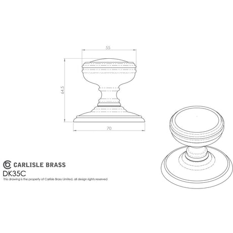 This image is a line drwaing of a Carlisle Brass - Delamain Plain Mortice Knobs - Satin Nickel available to order from Trade Door Handles in Kendal