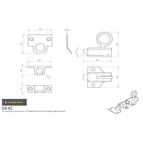 This image is a line drwaing of a Carlisle Brass - Fan Light Catch - Satin Chrome available to order from T.H Wiggans Architectural Ironmongery in Kendal in Kendal