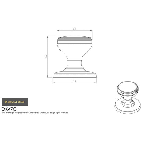 This image is a line drwaing of a Delamain - Plain Knob 30mm - Polished Brass available to order from Trade Door Handles in Kendal