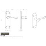 This image is a line drwaing of a Carlisle Brass - Oakley Lever on Latch Backplate - Polished Chrome available to order from Trade Door Handles in Kendal