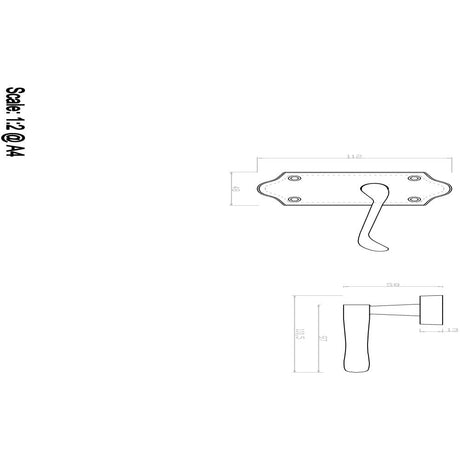 This image is a line drwaing of a Carlisle Brass - Ashtead Lever on Short Latch Backplate - Polished Chrome available to order from Trade Door Handles in Kendal