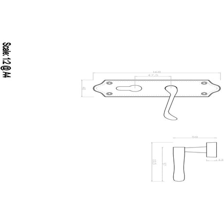 This image is a line drwaing of a Carlisle Brass - Ashtead Lever on Euro Lock Backplate - Polished Chrome available to order from Trade Door Handles in Kendal