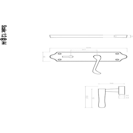 This image is a line drwaing of a Carlisle Brass - Ashtead Lever on Lock Backplate - Polished Brass available to order from Trade Door Handles in Kendal