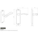 This image is a line drwaing of a Carlisle Brass - Andros Lever on Latch Backplate - Satin Chrome available to order from Trade Door Handles in Kendal