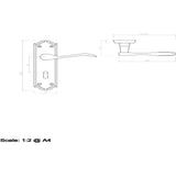 This image is a line drwaing of a Carlisle Brass - Madrid Lever on Lock Backplate - Polished Brass available to order from Trade Door Handles in Kendal