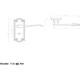 This image is a line drwaing of a Carlisle Brass - Madrid Lever on WC Backplate - Satin Chrome available to order from Trade Door Handles in Kendal