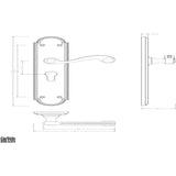 This image is a line drwaing of a Carlisle Brass - Chesham Lever on Euro Lock Long Backplate - Polished Brass available to order from Trade Door Handles in Kendal