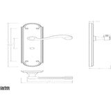 This image is a line drwaing of a Carlisle Brass - Chesham Lever on Long WC Backplate - Polished Brass available to order from Trade Door Handles in Kendal