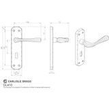 This image is a line drwaing of a Carlisle Brass - Eden Lever on Lock Backplate - Stainless Brass available to order from Trade Door Handles in Kendal