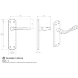 This image is a line drwaing of a Carlisle Brass - Eden Lever on Latch Backplate - Satin Chrome available to order from Trade Door Handles in Kendal