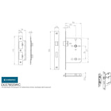 This image is a line drwaing of a Eurospec - DIN Bathroom Lock - Satin Stainless Steel available to order from T.H Wiggans Architectural Ironmongery in Kendal