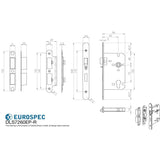 This image is a line drwaing of a Eurospec - Easi-T Din Euro Profile Sashlock - Satin Stainless Steel available to order from T.H Wiggans Architectural Ironmongery in Kendal