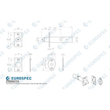 This image is a line drwaing of a Eurospec - Security Door Bolt Long - Electro Brassed available to order from T.H Wiggans Architectural Ironmongery in Kendal