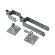 This is an image showing TIMCO Double Strap Hinge Set with Hook on Plate - Hot Dipped Galvanised - 450mm - 1 Each Plain Bag available from T.H Wiggans Ironmongery in Kendal, quick delivery at discounted prices.