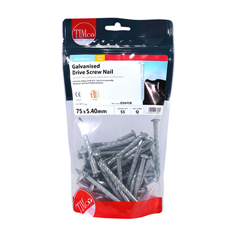 This is an image showing TIMCO Drive Screws - Galvanised - 75 x 5.40 - 1 Kilograms TIMbag available from T.H Wiggans Ironmongery in Kendal, quick delivery at discounted prices.