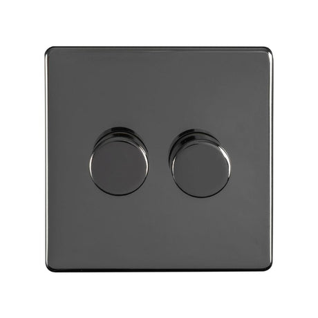 This is an image showing Eurolite Concealed 6mm 2 Gang Dimmer - Black Nickel (With Black Trim) ecbn2dled available to order from T.H. Wiggans Ironmongery in Kendal, quick delivery and discounted prices.