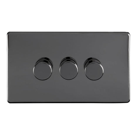 This is an image showing Eurolite Concealed 6mm 3 Gang Dimmer - Black Nickel (With Black Trim) ecbn3dled available to order from T.H. Wiggans Ironmongery in Kendal, quick delivery and discounted prices.
