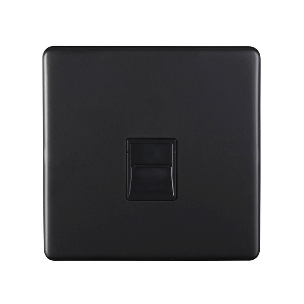 This is an image showing Eurolite Concealed 3mm Telephone Slave - Matt Black (With Black Trim) ecmb1slb available to order from T.H. Wiggans Ironmongery in Kendal, quick delivery and discounted prices.