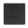 This is an image showing Eurolite Concealed 3mm 1 Gang Socket - Matt Black (With Black Trim) ecmb1sob available to order from T.H. Wiggans Ironmongery in Kendal, quick delivery and discounted prices.