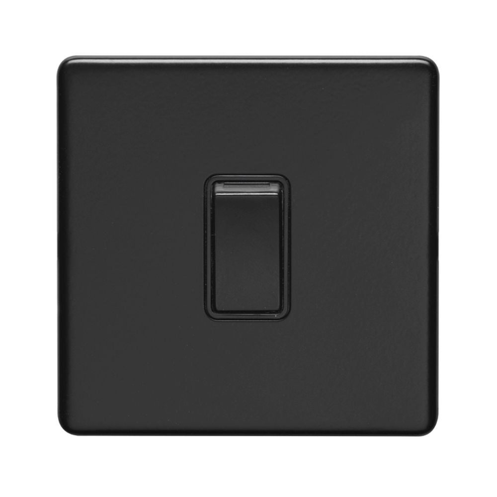 This is an image showing Eurolite Concealed 3mm 1 Gang Switch - Matt Black (With Black Trim) ecmb1swb available to order from T.H. Wiggans Ironmongery in Kendal, quick delivery and discounted prices.