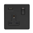This is an image showing Eurolite Concealed 3mm 1 Gang USB Socket - Matt Black (With Black Trim) ecmb1usbb available to order from T.H. Wiggans Ironmongery in Kendal, quick delivery and discounted prices.