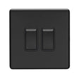 This is an image showing Eurolite Concealed 3mm 2 Gang Switch - Matt Black (With Black Trim) ecmb2swb available to order from T.H. Wiggans Ironmongery in Kendal, quick delivery and discounted prices.