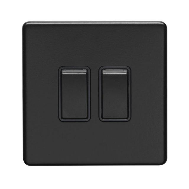 This is an image showing Eurolite Concealed 3mm 2 Gang Switch - Matt Black (With Black Trim) ecmb2swb available to order from T.H. Wiggans Ironmongery in Kendal, quick delivery and discounted prices.